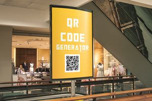 Werbeschild mit Aufschrift QR Code Generator