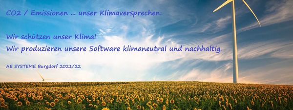 Über AE SYSTEME Bild Klimaschutz und Nachhaltig. Wir produzieren unsere Software Green