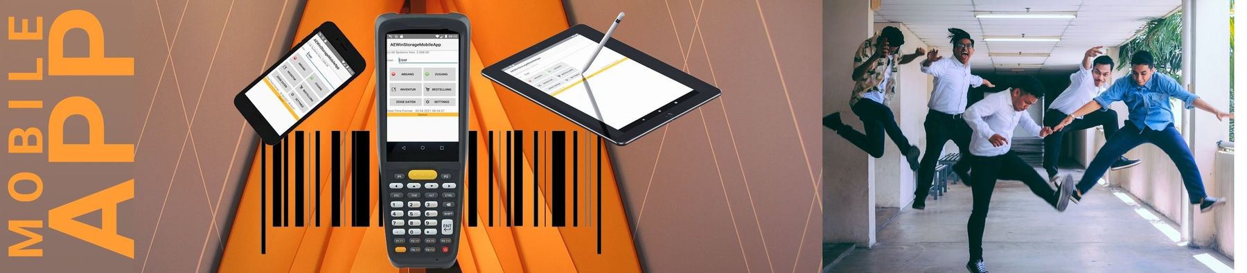 Bild Datenerfassung im Lager mit Android Geräten. Barcode, Strichcode QR Code