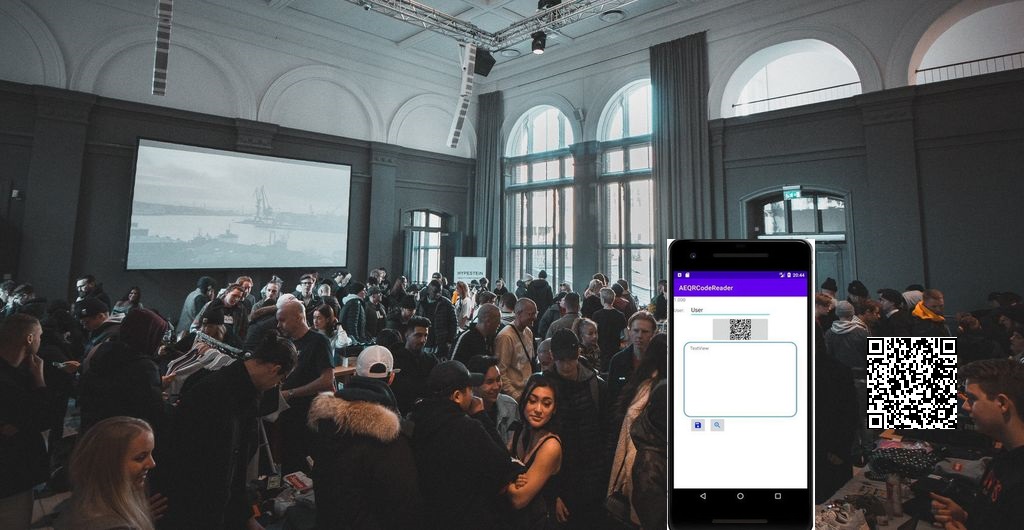 QR Code Reader App mit Menschenmenge zur Erkennung von Personen