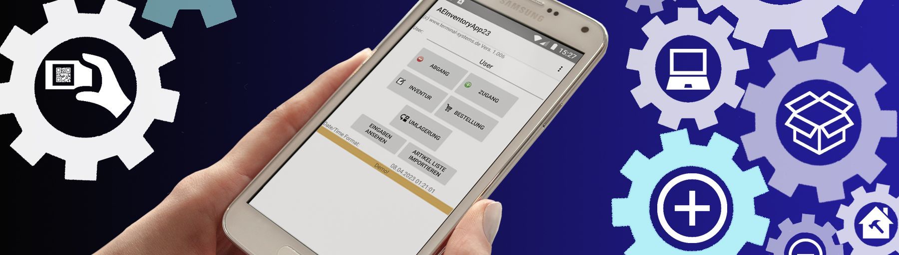 Bild Datenerfassung im Lager mit Android Geräten. Barcode, Strichcode QR Code