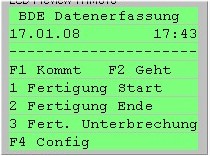 BDE Fertigungsdaten: SQL Terminals für Maschine u. Produktion