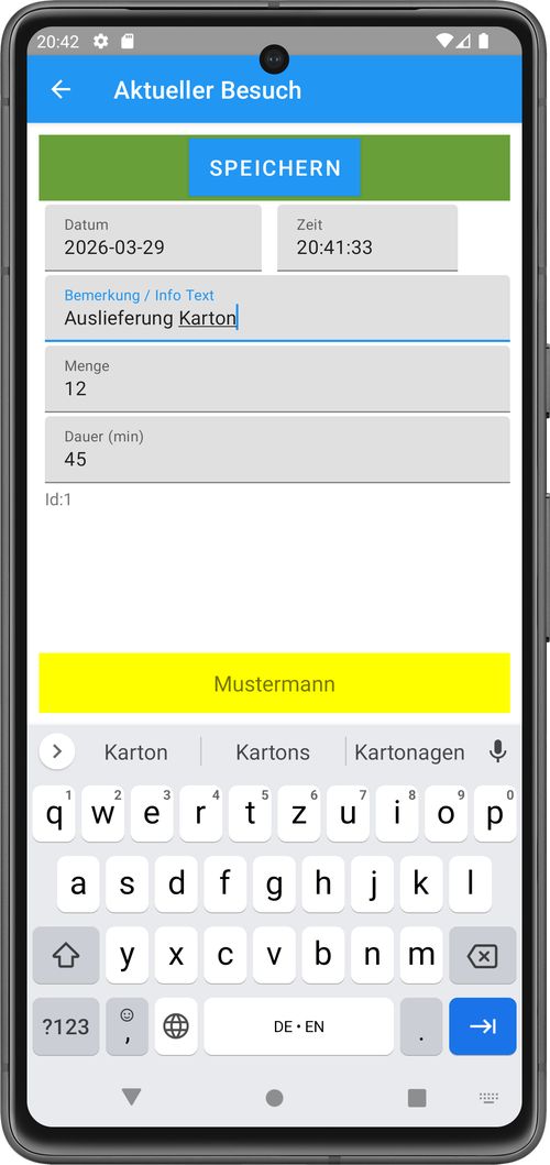 Besuchsdaten z.B. für Auslieferungen