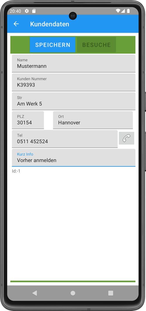 Detaillierte Stammdaten für den Besuch