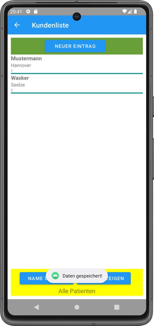 Einfach Kunde und Adresse für Besuch auswählen