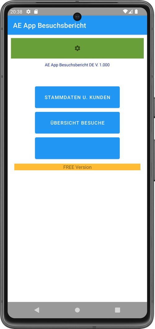 Besuchsberichte digital erfassen. Erweiterbares Hauptmenü.